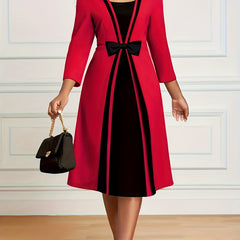 Colorblock Bow Knot Maxi Dress