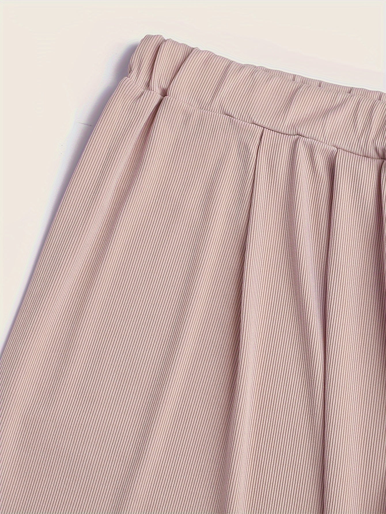 Solid Ribbed Crop Top & Wide Leg Pants Set