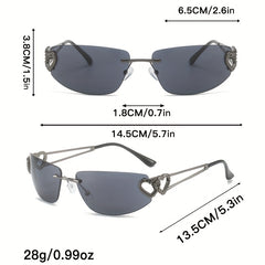 Y2K Rimless Sunglasses Oval Gradient UV400 Sun Shades
