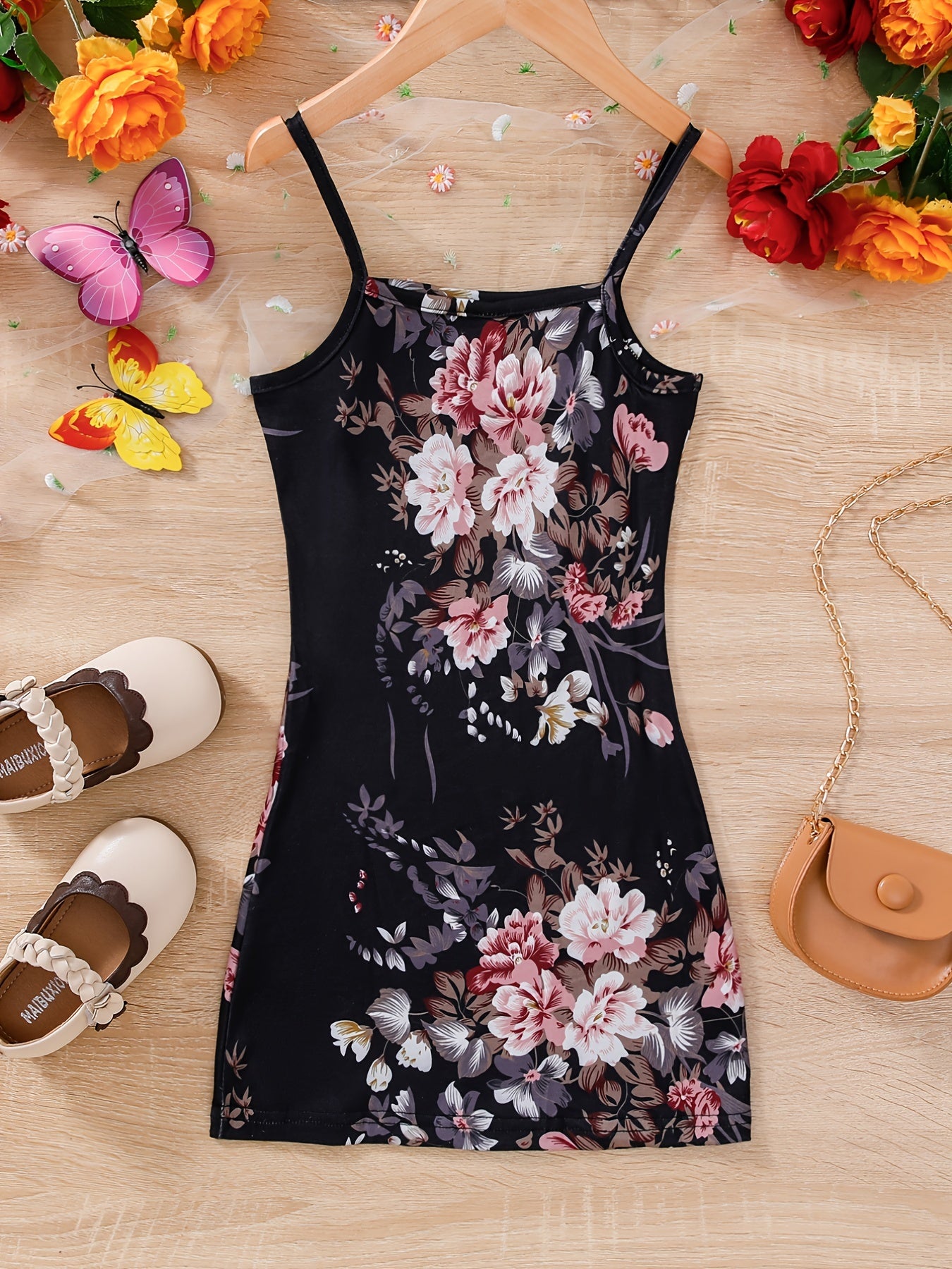 Vintage Flower Print Cami Dress for Summer Party