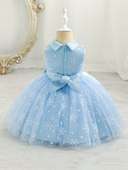 Baby Girls Christmas Princess Dress Sleeveless Snowflake Bow Tutu Dress