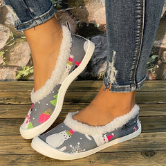 Women's Christmas Cat Pattern Slip-On Sneakers