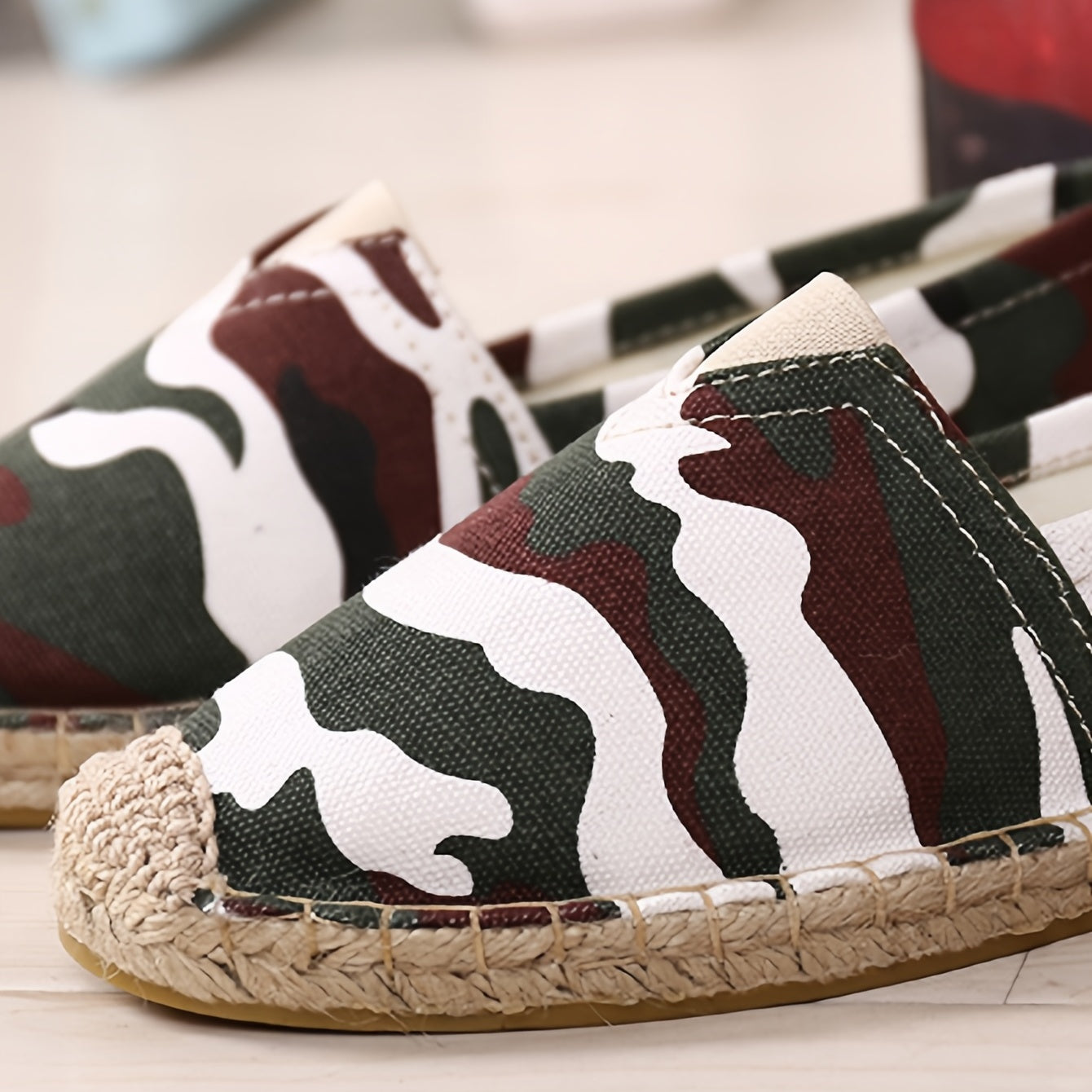 Men's Camo Print Espadrilles Slip-on Loafers Comfort Walking Shoes