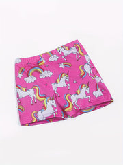 Kids Girls Pony Graphic Sports Shorts High Stretch Yoga Dance-Workout