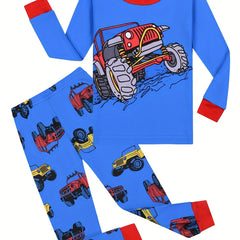 Toddler Kid's Cartoon Truck Print Pajama Set