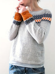 Block Crew Neck Pullover Sweater Long Sleeve Casual Knitwear