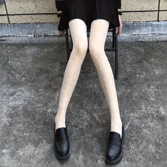 Heart Pattern Pantyhose High Waist Semi Sheer Footed Pantyhose