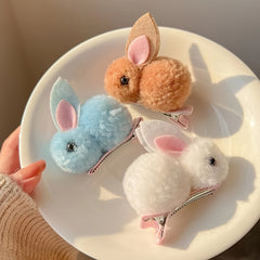 Girls Plush Rabbit Hair Clips Autumn Winter Decorative Accessory Holiday Gift