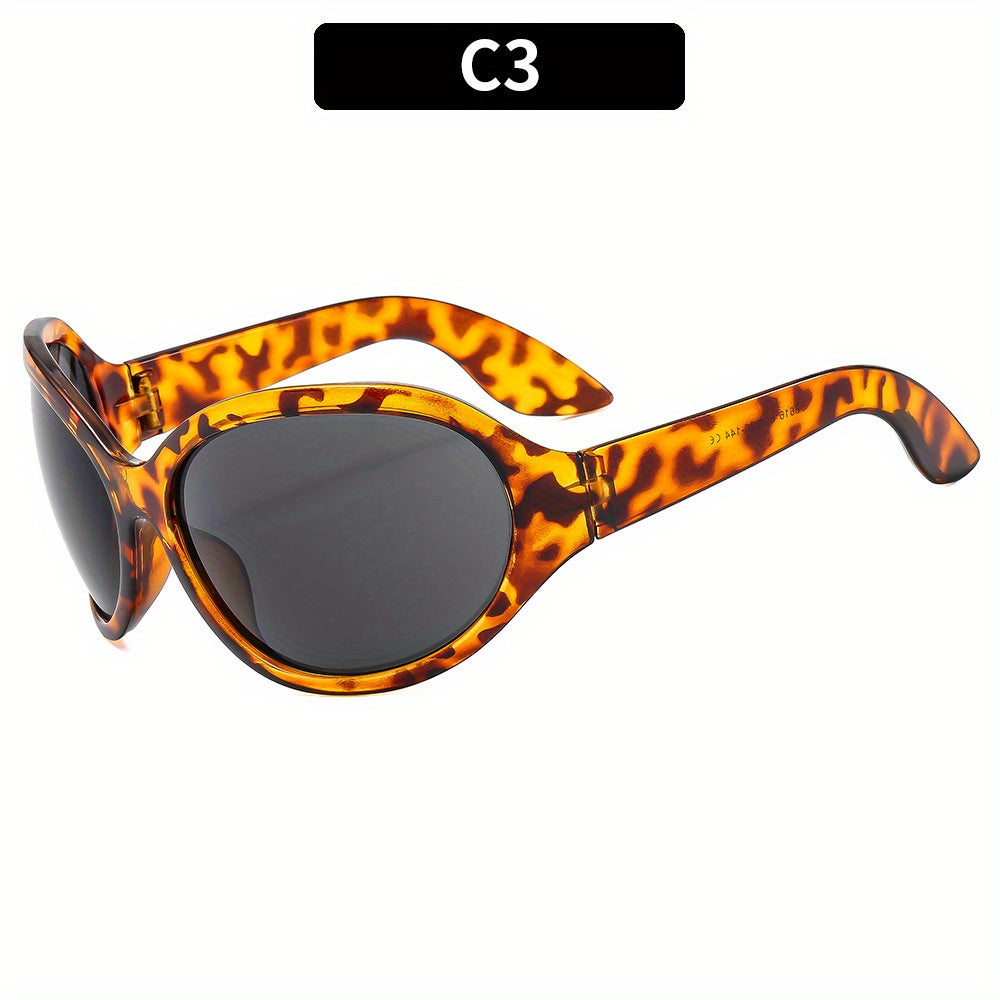 Y2K Oversized Round Sunglasses Futuristic Wrap Around Shades UV400