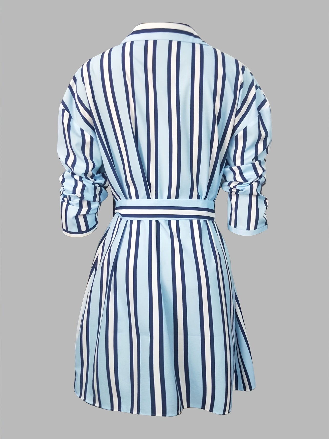 Casual Dress Women's Plus Stripe Long Sleeve Dress