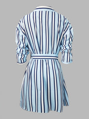 Casual Dress Women's Plus Stripe Long Sleeve Dress