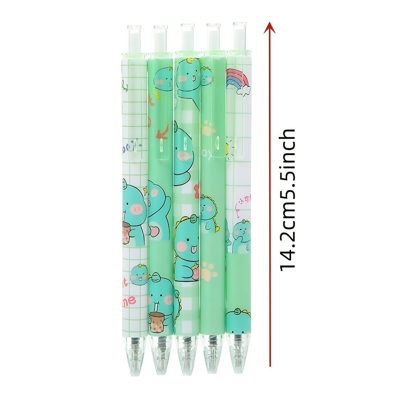 6pcs Matcha Green Dinosaur Gel Pen Set 0.5 Bullet Carbon Student Brush Pen