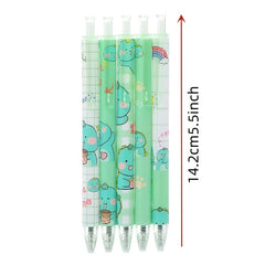 6pcs Matcha Green Dinosaur Gel Pen Set 0.5 Bullet Carbon Student Brush Pen