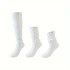 Solid Calf Socks Knee High Stockings Women's Hosiery