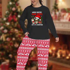 Gothic Christmas Pajamas: Skull Print Shirt & Elk Stripe Pants