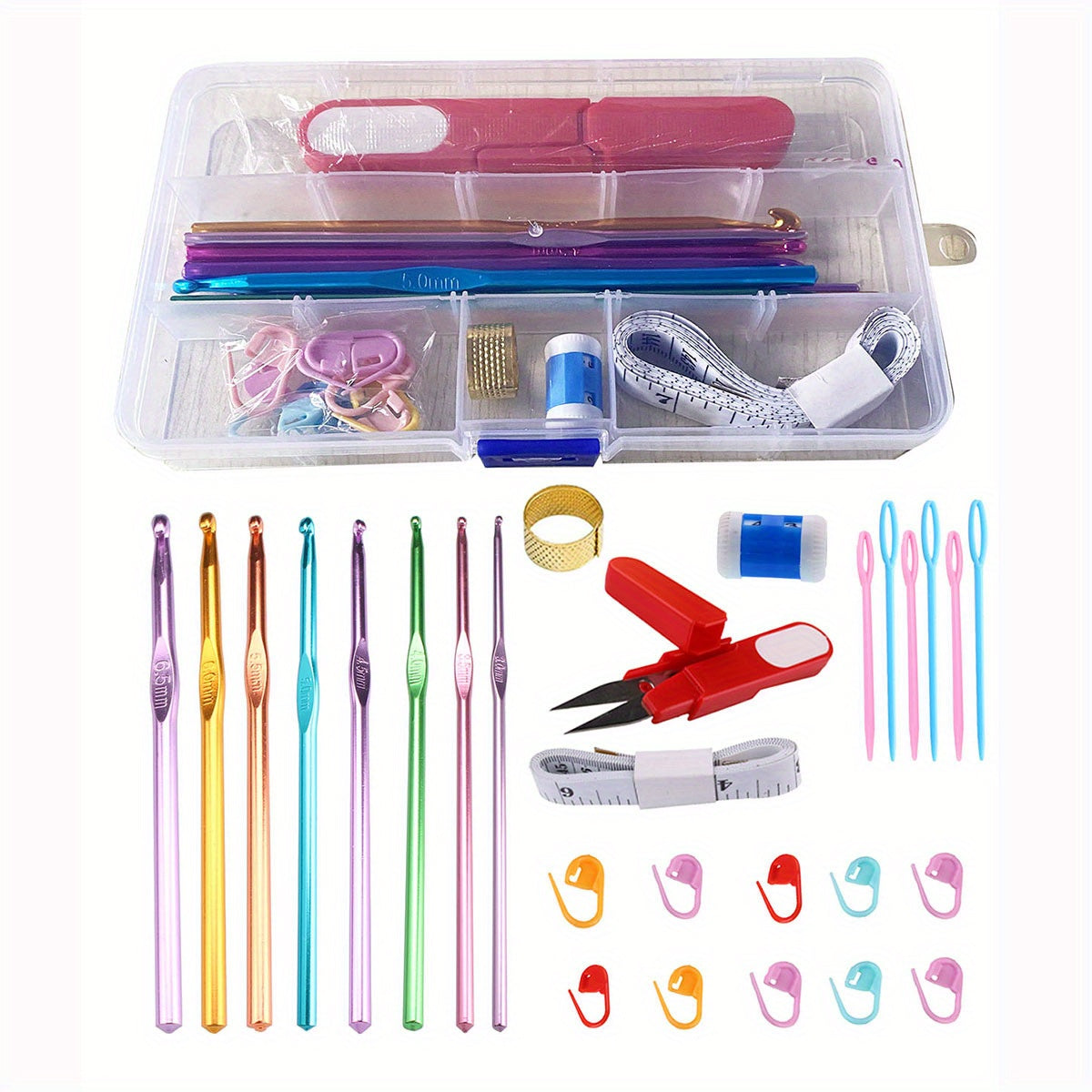 28pcs Crochet Hooks Accessories Set Knitting Tool PP Boxed Combination Kits