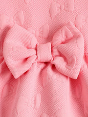 Girls' Bows Textured Puff Long Sleeve Princess Dress