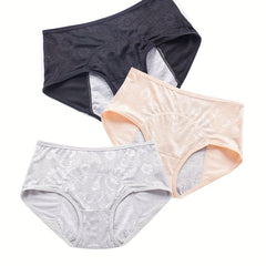 3 Pack Women's Plus Floral Print Period Briefs