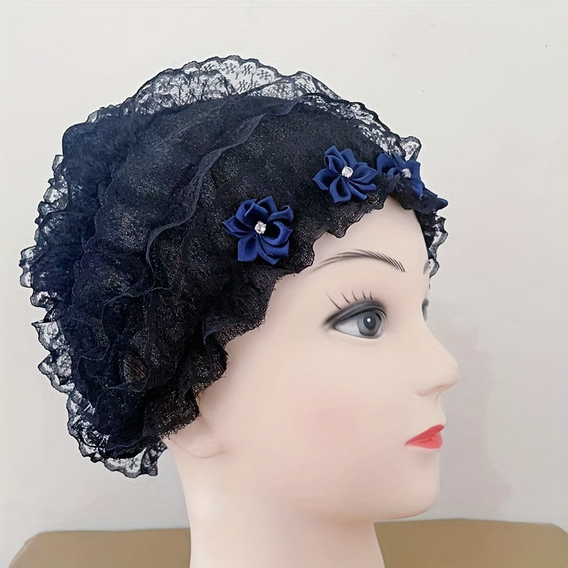 Satin Flower Lace Beanie Turban Cap Lightweight Bonnet Chemo Ca