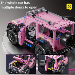 BRZXPROE 485pcs Pink 3D Car Model Building Blocks Off Road Adventure Toy