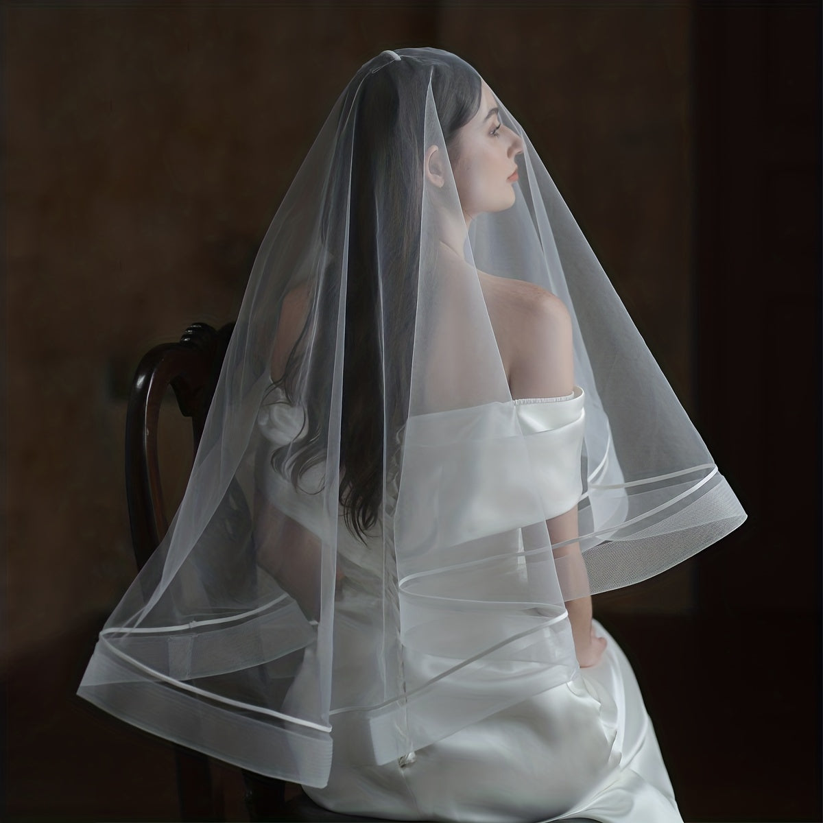 Double Layer Head Veil With Comb Bridal Hair Accessory