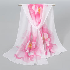 50 x 150cm Chiffon Flower Print Scarf - Casual Boho Shawl