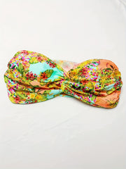 Ruched Bandeau Bikini Bottoms High Stretch Strapless Sexy Swimsuit Top