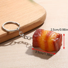 Creative PVC Food Keychain Funny Pork Metal Keyring Gift
