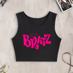 Letter Print Crew Neck Tank Top Sleeveless Crop Top