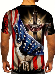 Patriotic 3D Graphic Print Men's T Shirt Short Sleeve