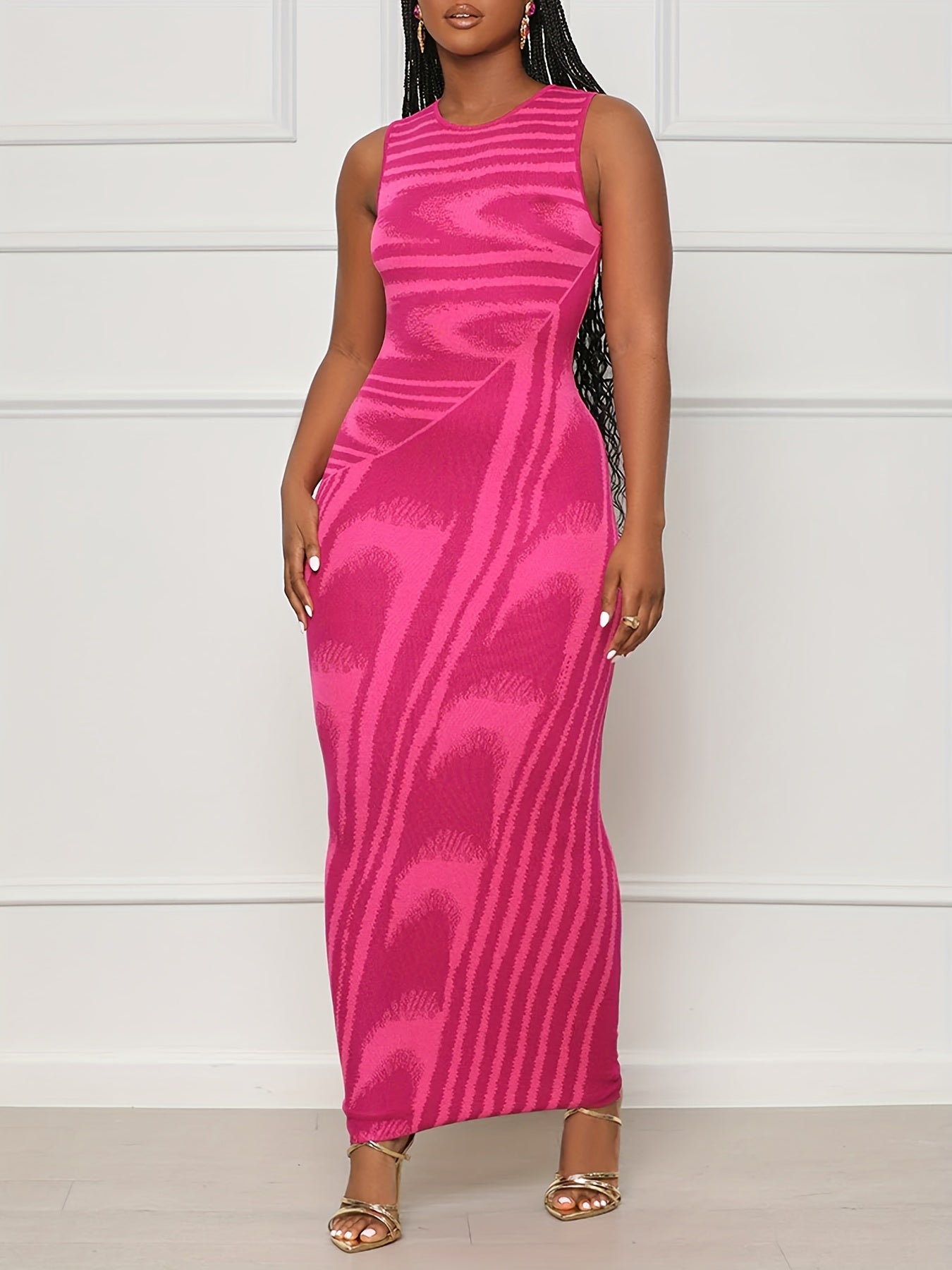 Striped Sleeveless Bodycon Dress for Women