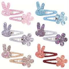 12pcs Rabbit Ears Hair Clip Mixed Hair Side Clip Baby Girls Hair Accessories
