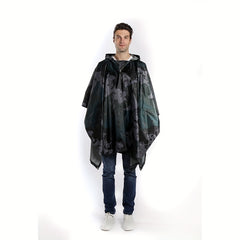 Waterproof Hooded Camouflage Rain Poncho for Camping, Hiking - Halloween Costume