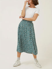 Floral Print Pleated Skirt for Spring & Summer Vacation