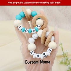 Personalized Rattle Teether Ring for Baby Boys and Girls