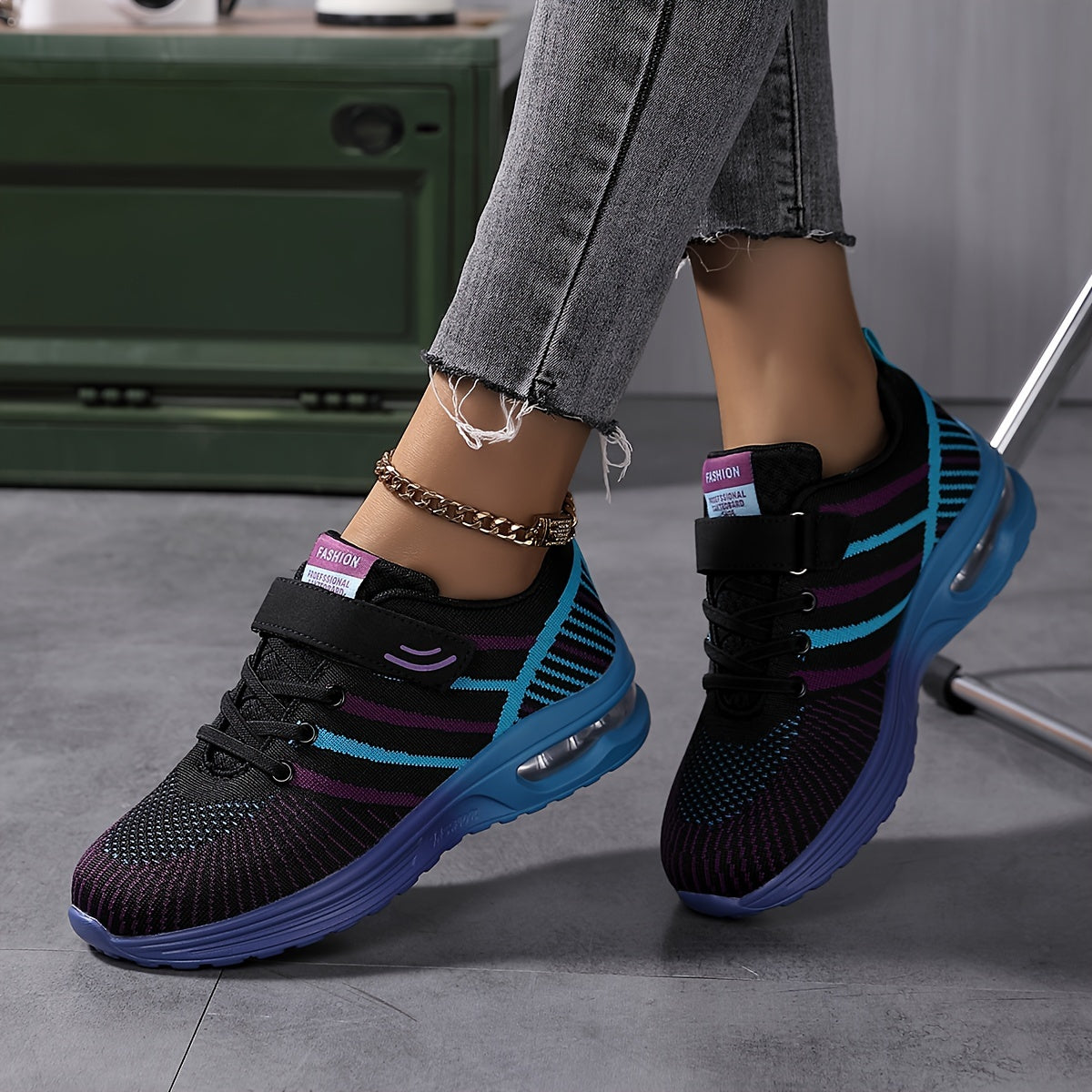 Women's Breathable Running Shoes Hook & Loop Fastener Athletic Sneakers