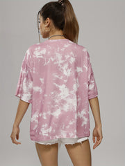 Tie Dye Funny Cat Pattern Casual Sports T-shirts Women's Clothing