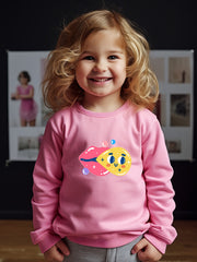 Cartoon Lips Graphic Sweatshirt for Kids