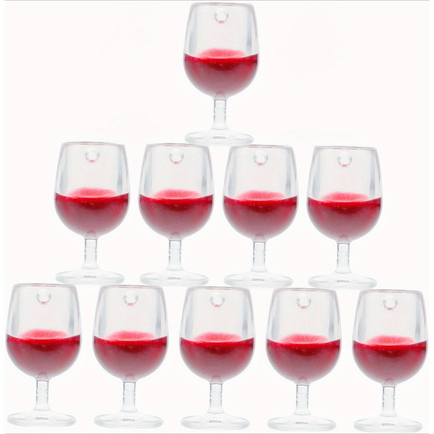 10pcs High Footed Red Wine Glass Pendants for Dollhouse Keychains
