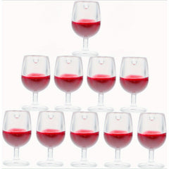 10pcs High Footed Red Wine Glass Pendants for Dollhouse Keychains