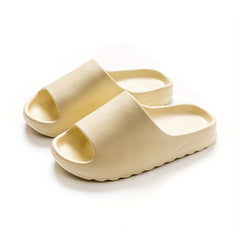 Women's Solid Pillow Slides Open Toe Soft Sole Non-slip Thick Bottom