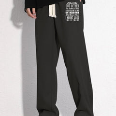 Loose Fit Letter Print Mopping Pants Men's Casual Stretch Waist Drawstr