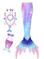 Mermaid Tail Costume Swimsuit With Monofin For Girls