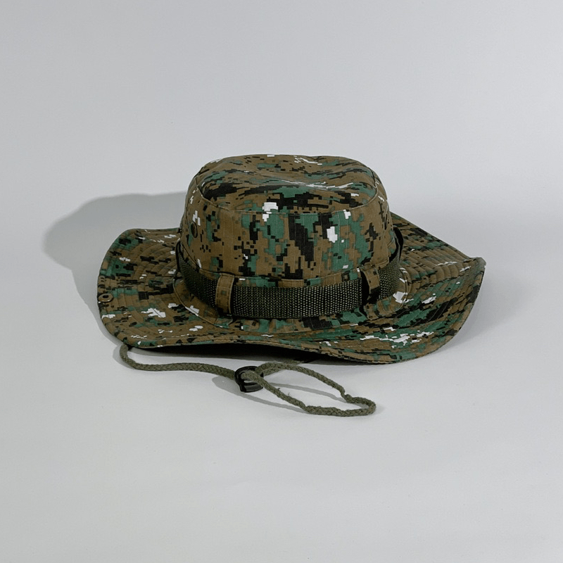 Monochrome Camouflage Fishing Hat Sun Protection Hat with Adjustable Rope