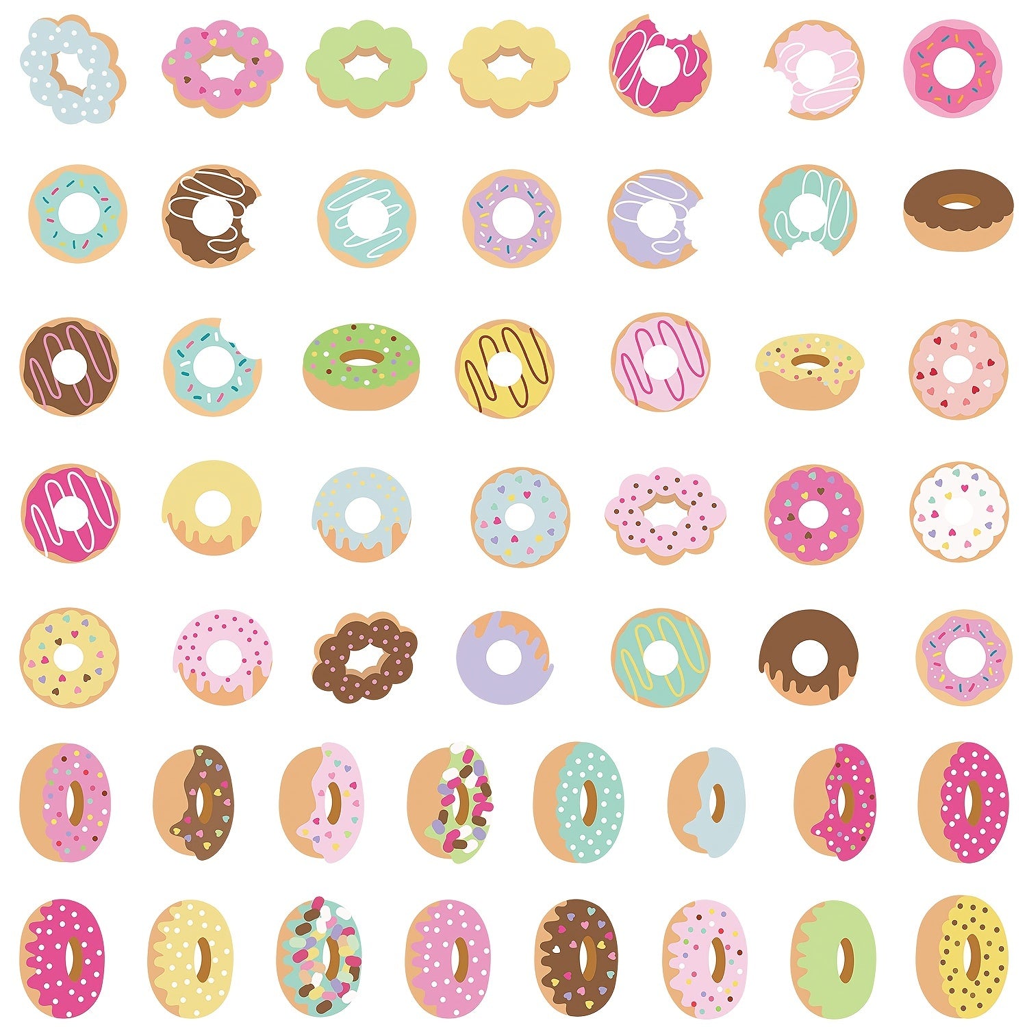 50Pcs Donut Doodle Waterproof Sticker DIY Creative Toy Stickers