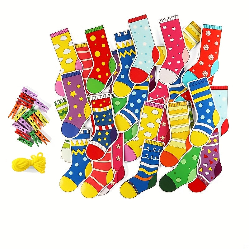 Colorful Paper Socks & Gloves Matching Game Educational Puzzle Toy for Kids