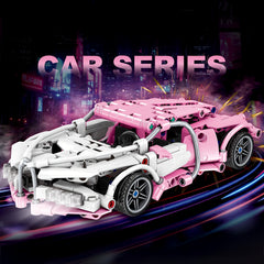 1332pcs Pink Supercar Model Kit DIY Assembly High ABS Plastic Stackable
