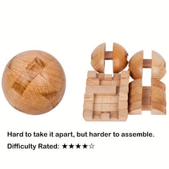 Wooden Kongming Lock Brain Teasers Toy for Adults and Kids