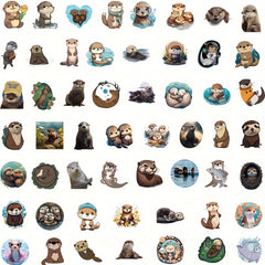 50pcs Cartoon Animal Stickers for Laptop Helmet Water Cup, Fun Graffiti Decals
