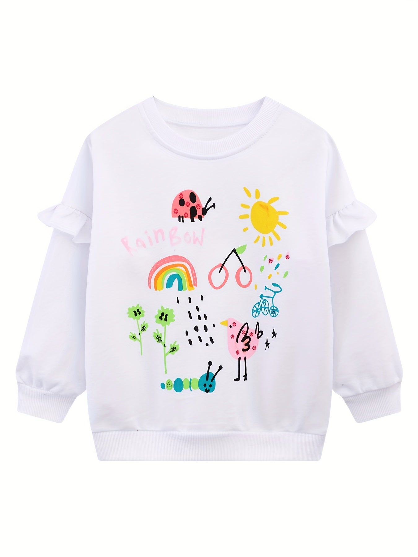 Hearts Pattern Toddler Girls Sweatshirt Crewneck Pullover For 2-8 Years